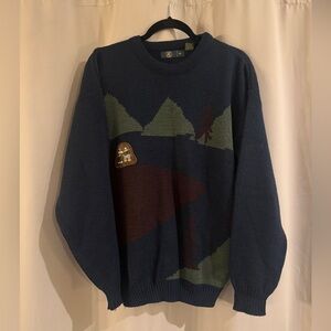 Men's Vintage Causals Blue and Green Sweater